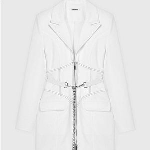 Maniere De Voir White Corset Blazer Dress With Chain Size US 6